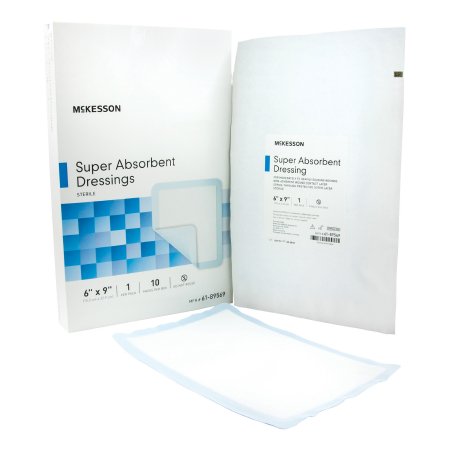McKesson Super Absorbent Dressing McKesson 6 X 9 Inch Rectangle - Box of 10 - 61-89569-BX