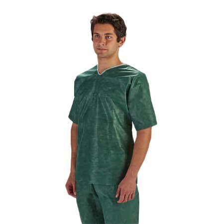 Molnlycke Scrub Shirt Barrier® 2X-Large Green 3 Pockets Short Set-In Sleeve Unisex - Bag of 12 - 18650-BG