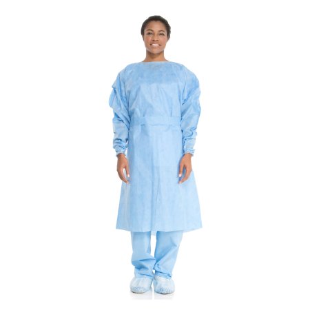 O&M Halyard Inc Protective Procedure Gown Halyard Tri-Layer X-Large Blue NonSterile AAMI Level 2 Disposable - Case of 100 - 69987-CS
