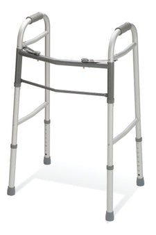 Medline Dual Release Folding Walker Adjustable Height Guardian® Premium Easy Care™ Aluminum Frame 300 lbs. Weight Capacity 27-1/2 to 34-1/2 Inch Height - Case of 4 - G30756P-CS