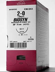 Medtronic MITG Absorbable Suture with Needle Biosyn™ Polyester CV-22 1/2 Circle Taper Point Needle Size 6 - 0 Monofilament - Box of 36 - UM-986-BX