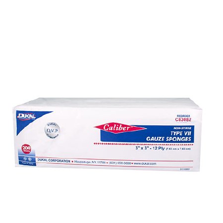 Dukal Gauze Sponge Caliber™ 3 X 3 Inch 200 per Pack NonSterile 12-Ply Square - Case of 4000 - C83082-CS
