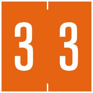 Tabbies Pre-Printed Label Chart Tab Orange 3 | 3 White Numeric 1-7/8 Inch - Roll of 500 - 94903-RL