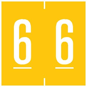 Tabbies Pre-Printed Label Chart Tab Yellow 6 | 6 White Numeric 1-7/8 Inch - Roll of 500 - 94906-RL