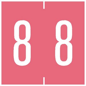 Tabbies Pre-Printed Label Chart Tab Pink 8 | 8 White Numeric 1-7/8 Inch - Roll of 500 - 94908-RL