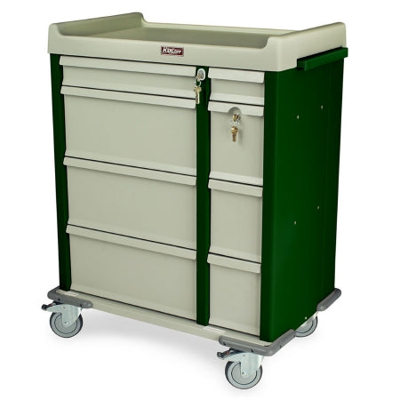 Harloff Medication Cart OptimAL Line Aluminum 23.5 X 36 X 45.75 Inch Beige 17 X 20.5 Inch Left Column Drawer, 17 X 6.25 Inch Right Column Drawer - Each - AL460PC-EA