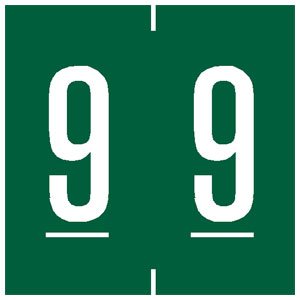 Tabbies Pre-Printed Label Chart Tab Teal 9 | 9 White Numeric 1-7/8 Inch - Roll of 500 - 94909-RL