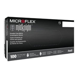 Microflex Medical Exam Glove MICROFLEX® MidKnight™ 2X-Large NonSterile Nitrile Standard Cuff Length Fully Textured Black Fentanyl Tested - Case of 10 - MK-296-XXL-CS