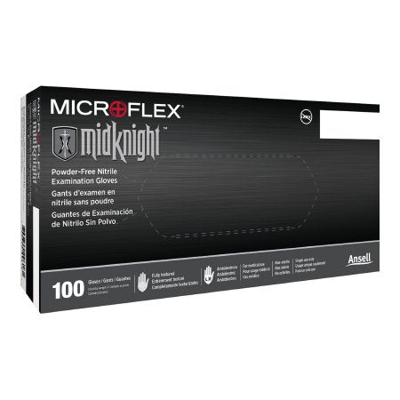 Microflex Medical Exam Glove MICROFLEX® MidKnight™ X-Small NonSterile Nitrile Standard Cuff Length Fully Textured Black Fentanyl Tested - Case of 10 - MK-296-XS-CS
