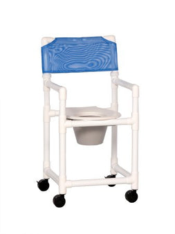 IPU Commode / Shower Chair ipu® Standard Fixed Arms PVC Frame Mesh Backrest 18 Inch Seat Width 300 lbs. Weight Capacity - Each - VL SC20 P BLUE-EA