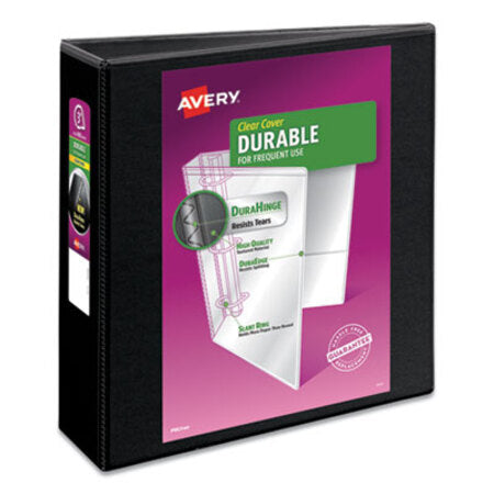 Avery® Durable View Binder with DuraHinge and Slant Rings, 3 Rings, 3" Capacity, 11 x 8.5, Black - Each - AVE-17041-EA