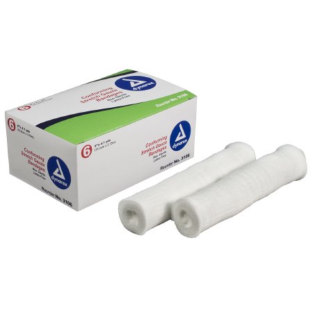 Dynarex Conforming Bandage Dynarex® 6 Inch X 4.1 Yard 6 per Pack NonSterile 1-Ply Roll Shape - Case of 48 - 3106-CS