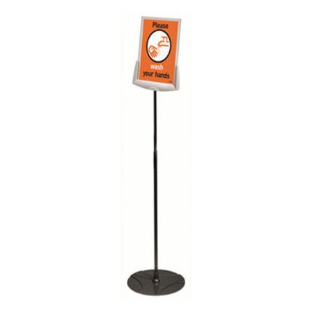 Durable® Sherpa Infobase Sign Stand, Acrylic/Metal, 40" to 60" High, Gray - Each - DBL-558957-EA