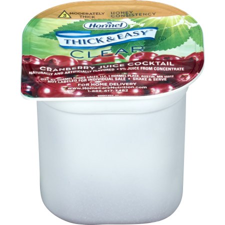 Hormel Food Sales Thickened Beverage Thick & Easy® 4 oz. Portion Cup Cranberry Juice Cocktail Flavor Liquid IDDSI Level 3 Moderately Thick/Liquidized - Case of 24 - 20160-CS