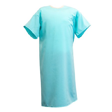 Standard Textile Patient Exam Gown Large Aqua Reusable - DZ/12 - 69740024-DZ