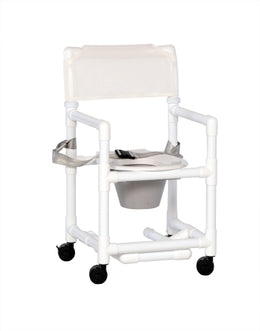 IPU Commode / Shower Chair ipu® Standard Fixed Arms PVC Frame Mesh Backrest 17-1/4 Inch Seat Width 300 lbs. Weight Capacity - Each - VL SC17 P FRSB WHITE-EA