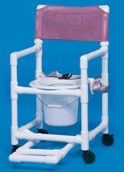 IPU Commode / Shower Chair Standard Fixed Arms PVC Frame Mesh Backrest 18 Inch Seat Width 300 lbs. Weight Capacity - Each - VL SC17 P FRSB WINEBERRY-EA