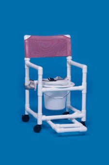 IPU Commode / Shower Chair Standard Fixed Arms PVC Frame Mesh Backrest 17-1/4 Inch Seat Width 300 lbs. Weight Capacity - Each - VL SC17 P FRSB BLUE-EA