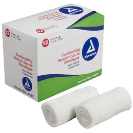 Dynarex Conforming Bandage Dynarex® 3 Inch X 4-1/10 Yard 12 per Pack NonSterile 1-Ply Roll Shape - Case of 96 - 3103-CS