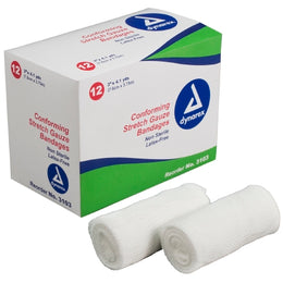 Dynarex Conforming Bandage Dynarex® 3 Inch X 4-1/10 Yard 12 per Pack NonSterile 1-Ply Roll Shape - Box of 12 - 3103-BX