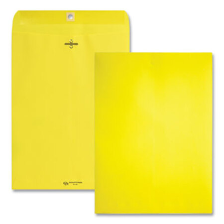 Quality Park™ Clasp Envelope, 28 lb Bond Weight Paper, #90, Square Flap, Clasp/Gummed Closure, 9 x 12, Yellow, 10/Pack - Pack of 1 - QUA-38736-PK