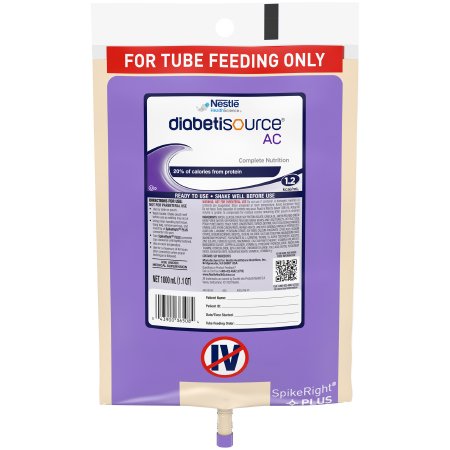 Nestle Healthcare Nutrition Tube Feeding Formula Diabetisource® AC Unflavored Liquid 1000 mL Ready to Hang Prefilled Container - Each - 10043900365081-EA