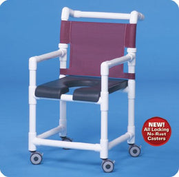 IPU Shower Chair ipu® Fixed Arms PVC Frame Mesh Backrest 17-1/4 Inch Seat Width 300 lbs. Weight Capacity - Each - SC720G-EA