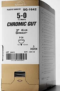 Covidien Absorbable Suture with Needle Chromic Gut HE-6 3/8 Circle Reverse Cutting Needle Size 6 - 0 - Box of 1 - G-1794K-BX