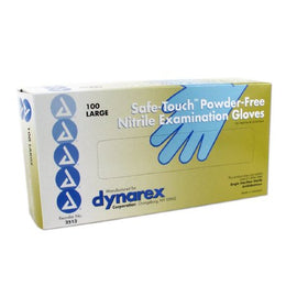 Dynarex Exam Glove Safe-Touch™ Large NonSterile Nitrile Standard Cuff Length Textured Fingertips Blue Not Rated - Case of 1000 - 2513-CS