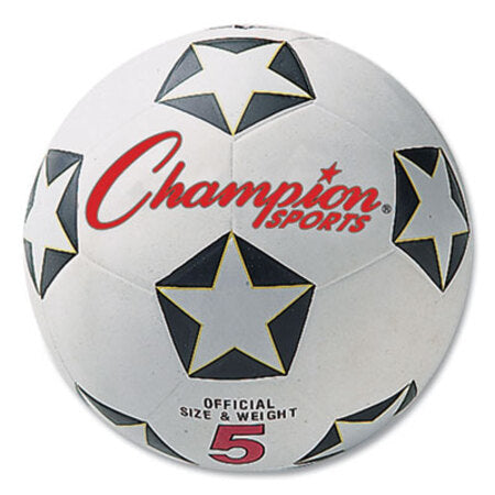 Champion Sports Rubber Sports Ball, For Soccer, No. 5 Size, White/Black - Each - CSI-SRB5-EA