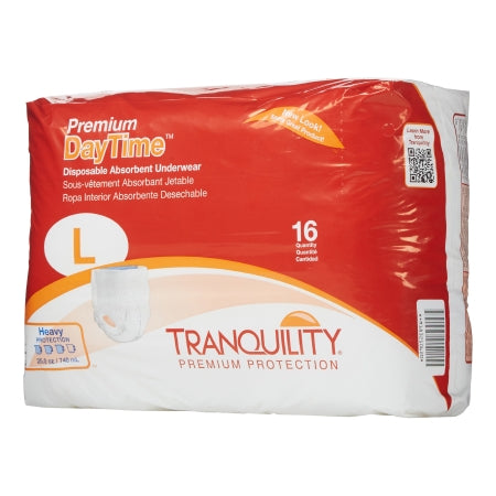 Principle Business Enterprises Unisex Adult Absorbent Underwear Tranquility® Premium DayTime™ Pull On with Tear Away Seams Large Disposable Heavy Absorbency - Bag of 16 - 2106-BG