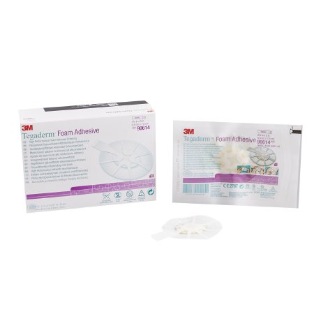 3M Foam Dressing 3M™ Tegaderm™ High Performance 2-3/4 X 2-3/4 Inch With Border Film Backing Acrylic Adhesive Oval Sterile - Box of 10 - 90614-BX