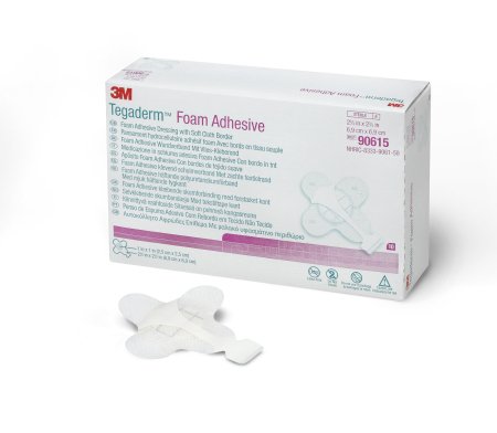 3M Foam Dressing 3M™ Tegaderm™ High Performance 2-3/4 X 2-3/4 Inch With Border Film Backing Acrylic Adhesive Square Sterile - Case of 40 - 90615-CS
