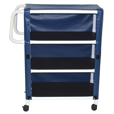 MJM International Linen Cart with Cover 3 Shelves 100 lbs. per Shelf Weight Capacity PVC 3 Inch Twin Casters - Each - 332-3C-EA