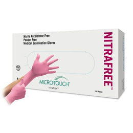 Ansell Exam Glove Micro-Touch® NitraFree™ X-Small NonSterile Nitrile Standard Cuff Length Textured Fingertips Pink Chemo Tested - Case of 10 - 6034510-CS