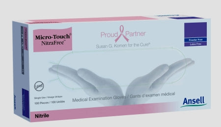 Ansell Exam Glove Micro-Touch® NitraFree™ X-Large NonSterile Nitrile Standard Cuff Length Textured Fingertips Pink Chemo Tested - Case of 10 - 6034514-CS