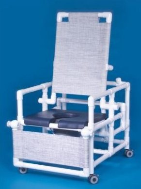 IPU Commode / Shower Chair ipu® Fixed Arms PVC Frame Reclining Backrest 24 Inch Seat Width 300 lbs. Weight Capacity - Each - SCC260 RC-EA