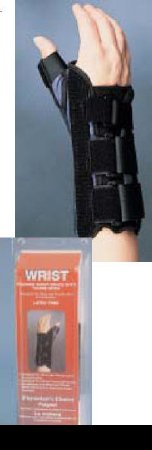 Bird & Cronin Wrist Brace with Thumb Spica Premier® Aluminium / Foam / Nylon / Plastic / Polyester Right Hand Black X-Small - Each - 08144561-EA