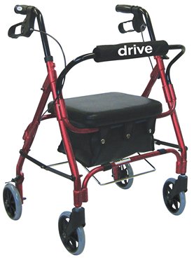Drive Medical 4 Wheel Rollator drive™ Red Adjustable Height / Folding Aluminum Frame - Each - 301PSRN-EA