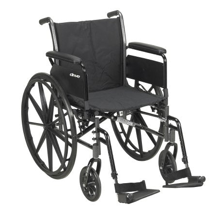 Drive Medical Lightweight Wheelchair drive™ Cruiser III Dual Axle Full Length Arm Elevating Legrest Black Upholstery 18 Inch Seat Width Adult 300 lbs. Weight Capacity - Each - K318DFA-ELR-EA
