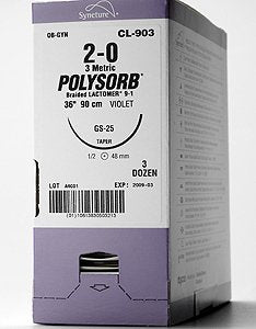Medtronic MITG Absorbable Suture with Needle Polysorb™ Polyester SS-14 1/4 Circle Spatula Needle Size 6 - 0 Braided - Box of 12 - L-1670-K-BX