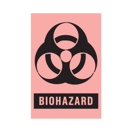 Precision Dynamics Pre-Printed Label Timemed Warning Label Fluorescent Red Paper Biohazard / Symbol Black Biohazard 2 X 3 Inch - Roll of 1 - BH-405-RL