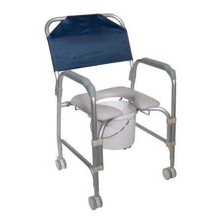 Drive Medical Commode / Shower Chair drive™ Fixed Arms Aluminum Frame 16 Inch Seat Width 300 lbs. Weight Capacity - Each - 11114KD-1-EA