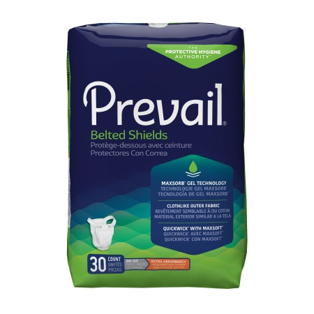 First Quality Unisex Adult Sample Incontinence Belted Undergarment Prevail® Belted Shields Belted One Size Fits Most Disposable Light Absorbency - Pair - UGBELT7-PR