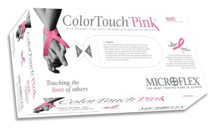 Microflex Medical Exam Glove ColorTouch® Pink Large NonSterile Latex Standard Cuff Length Fully Textured Pink Not Rated - Case of 10 - CTP-233-L-CS