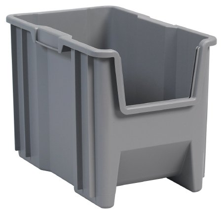 Akro-Mils Stackable Storage Bin Stak-N-Store Gray Plastic 10-7/8 X 12-1/2 X 17-1/2 Inch - Case of 4 - 13014GREY-CS