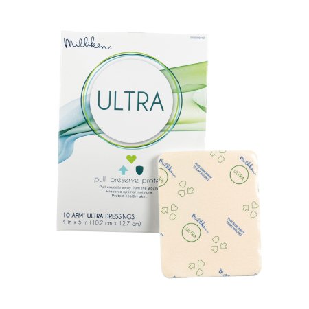 Milliken & Company Foam Dressing ULTRA 4 X 5 Inch Without Border Film Backing Nonadhesive Rectangle Sterile - Case of 100 - 3000006840-CS