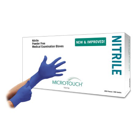 Ansell Exam Glove Micro-Touch® Nitrile X-Small NonSterile Nitrile Standard Cuff Length Textured Fingertips Blue Chemo Tested - Case of 10 - 6034300-CS