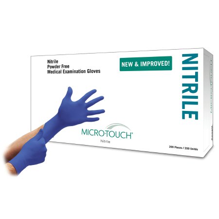 Ansell Exam Glove Micro-Touch® Nitrile Large NonSterile Nitrile Standard Cuff Length Textured Fingertips Blue Chemo Tested - Box of 1 - 6034303-BX