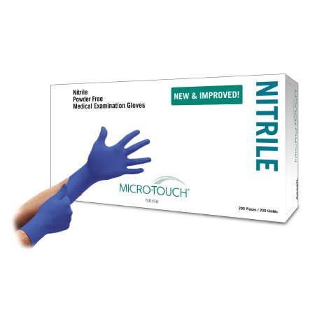 Ansell Exam Glove Micro-Touch® Nitrile X-Large NonSterile Nitrile Standard Cuff Length Textured Fingertips Blue Chemo Tested - Case of 10 - 6034304-CS